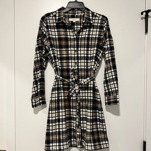 NWT LOFT Plaid Shirt Dress
